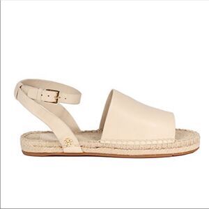 Tory Burch  Elegant Cream Leather Espadrille Sandals